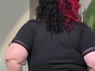 BBW Goth Girlfriend Fucks Hairy Creamy Pussy With HUGE